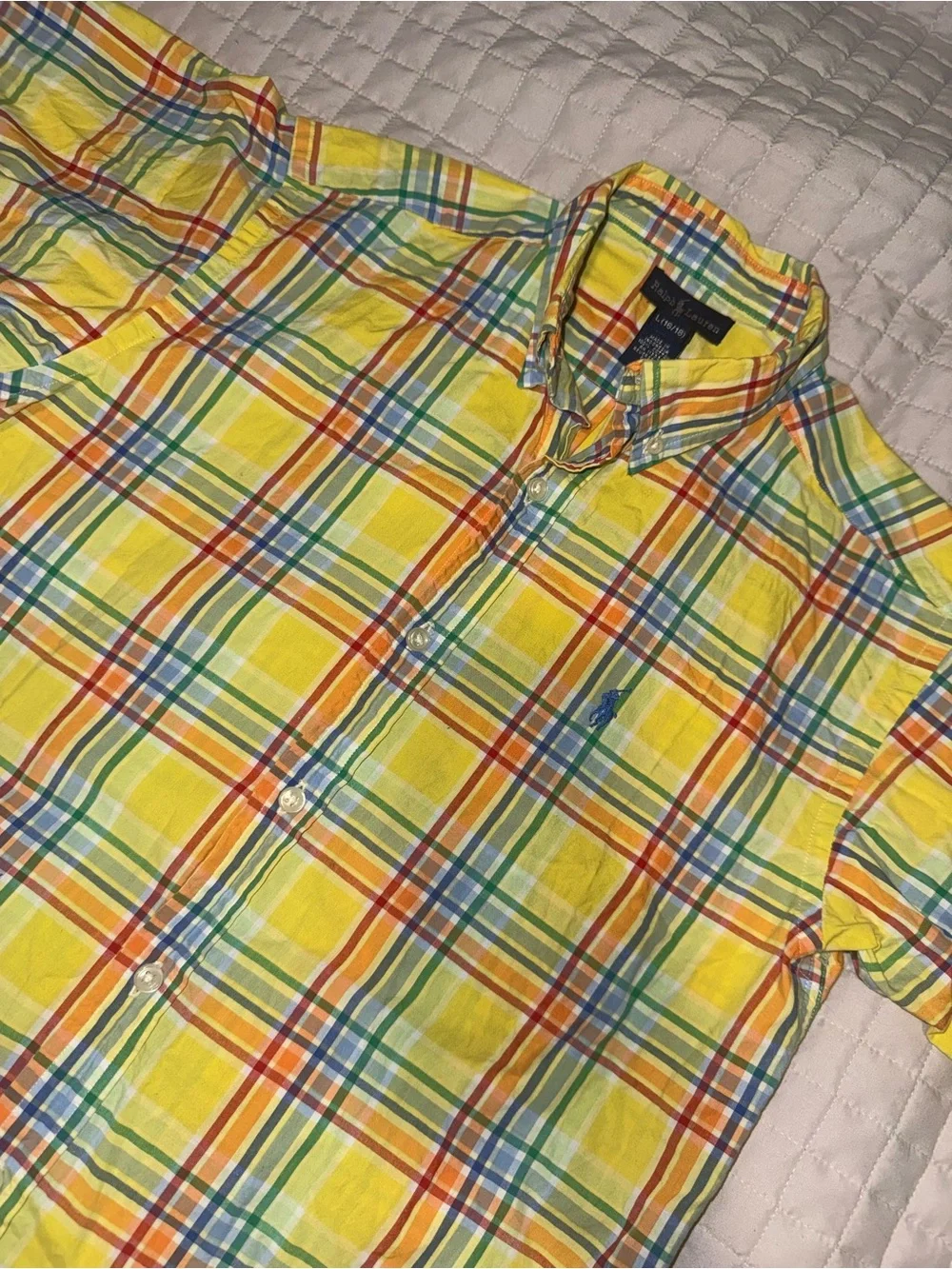 Boys Polo by Ralph Lauren Yellow Plaid Button-Down Shirt
